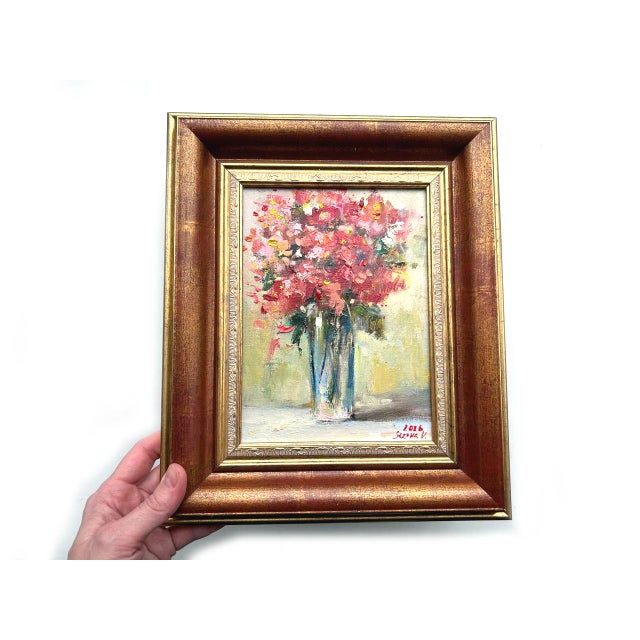 Gold Framed Red Floral Original Oil Painting by Valeriya Serova For Sale - Image 8 of 12