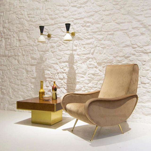 Italian Sconces in Aluminum and Brass, 1950s, Set of 2 For Sale - Image 6 of 7