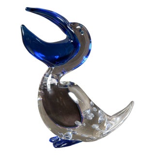 Vintage Italian Murano Signed Colored Glass Animalier Sculpture, 1970s For Sale