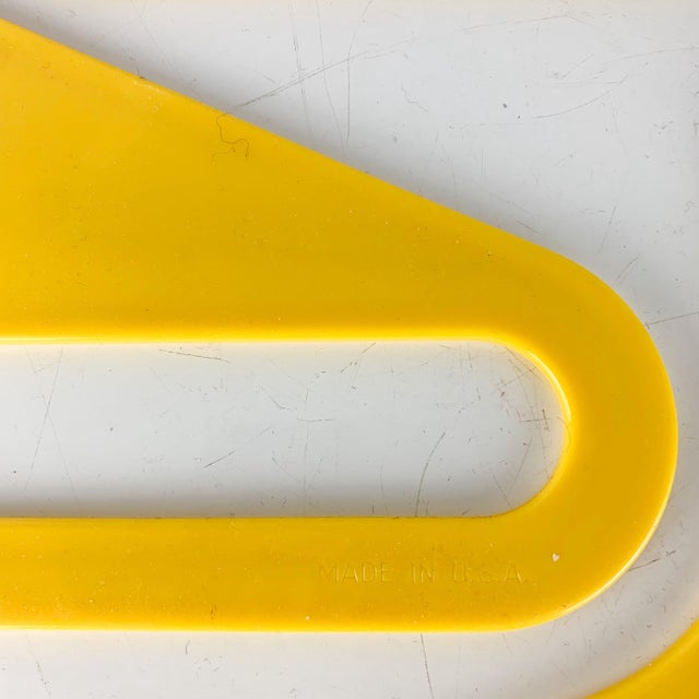 Plastic Vintage Set 4 Atomic Yellow Plastic Clothes Hangers Danilo Silvestrin Atomic For Sale - Image 7 of 8