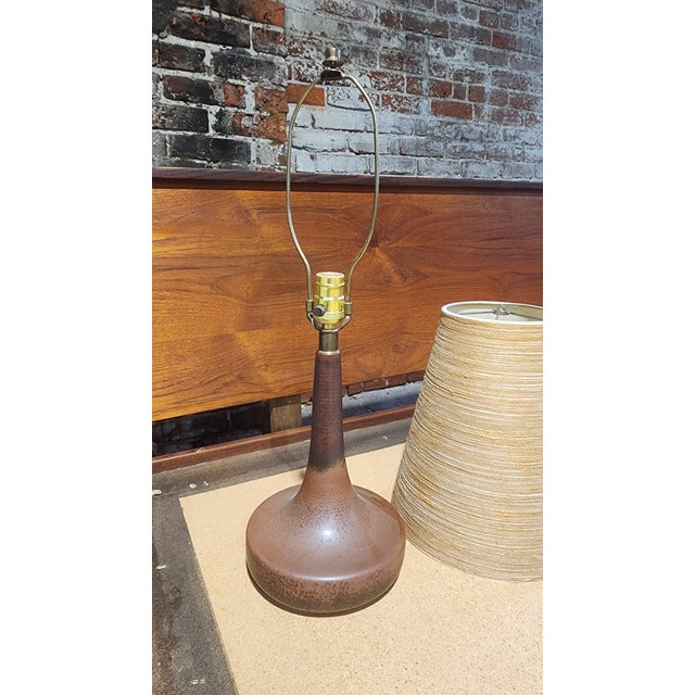 Ceramic 1970s Bostlund Mid-Century Ceramic Lamp With Original Fiberglass Shade For Sale - Image 7 of 7