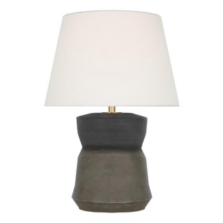 Sean Lavin by Visual Comfort Signature 1953 26" Geometric Form Table Lamp in Smoke on Goldenrod with Linen Shade For Sale