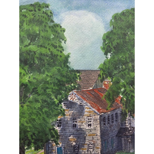 Mid-Century Pennsylvania Stone Grist Mill Watercolor by Floyd F. Hackman For Sale - Image 9 of 18