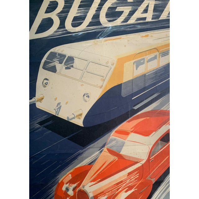 Extremely Rare Original Bugatti Poster "Automobiles and Railcars" Printed in 1935. Provenance the seller of the goods had...
