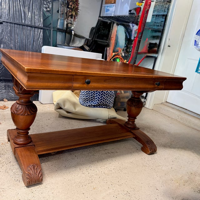 Wood 19th Century Oak Library Table For Sale - Image 7 of 10
