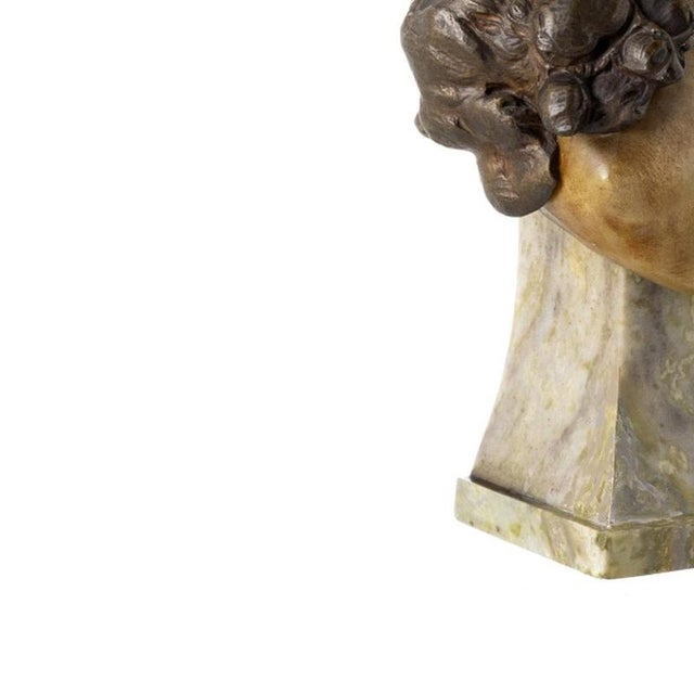 Modern Art Nouveau Sculpture, 20th Century, Bronze on Marble Base For Sale - Image 3 of 6