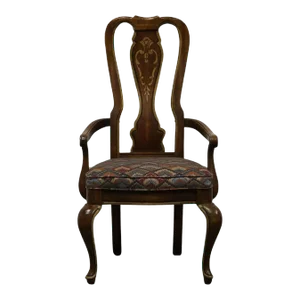 American of Martinsville Solid Walnut Italian Provincial Splat Back Dining Arm Chair