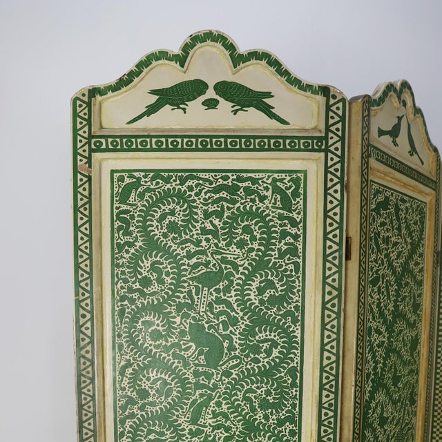 Antique Mexican Hand painted Olinalá Screen Divider Circa 1930. We offer this rare and beautiful Antique Mexican Hand...