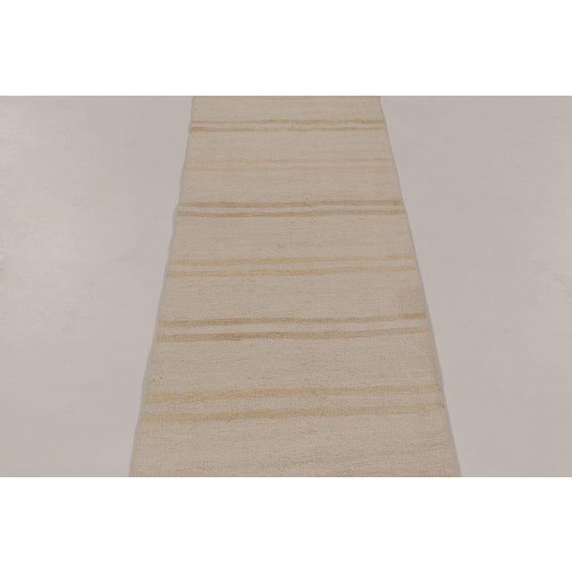 Rug & Kilim Rug & Kilim’s Contemporary Flatweave Runner in Beige & Cream Design For Sale - Image 4 of 9