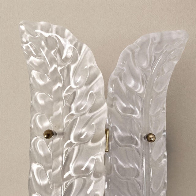 Metal 1970s Mid-Century Modern White Murano Glass Vanity Sconces - a Pair For Sale - Image 7 of 10