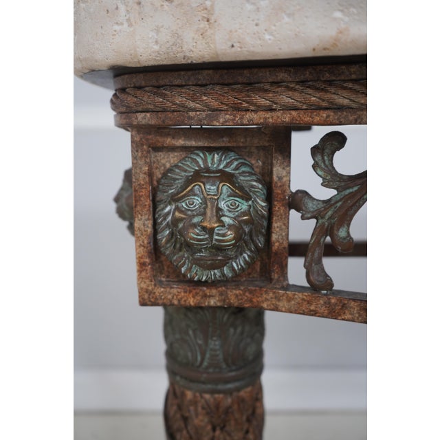 Maitland Smith Bronze Neoclassical Console Table W. Stone Top For Sale - Image 12 of 16