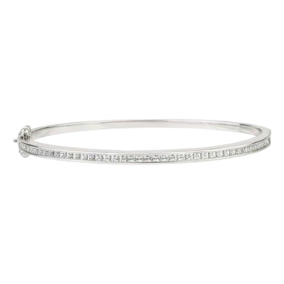 Modern Tennis Style Cuff in Sterling Silver 3.53 CTW Cubic Zirconia Bangle For Sale