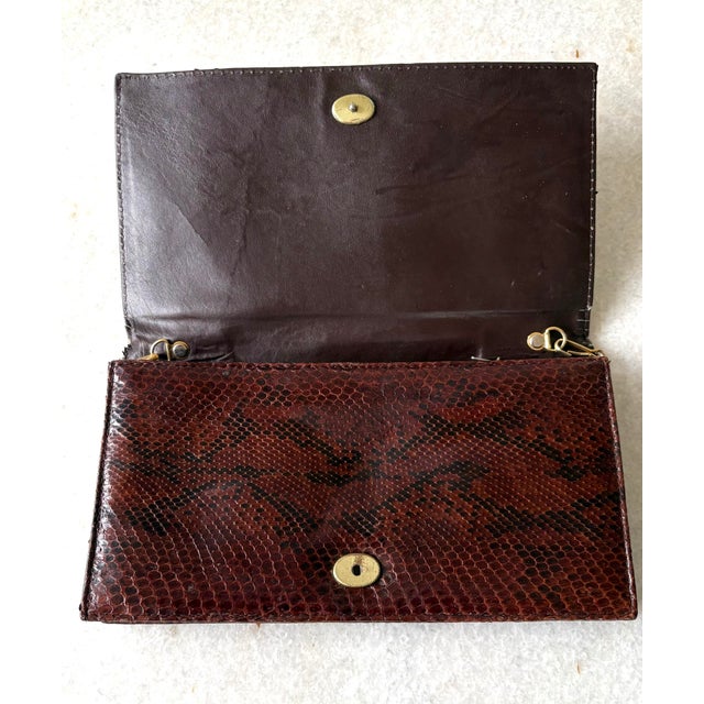 American Vintage Pierre Cardin Snake Skin With Over the Shoulder Gold Tone Chain For Sale - Image 3 of 4