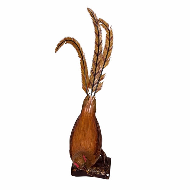 Farmhouse Vintage Mid Century Handmade Wooden Pheasant For Sale - Image 3 of 10