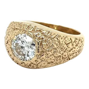 14k Gold Nugget Style 2 Carat Lab Grown Diamond Men's Ring Size 9