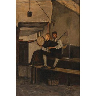 L, Varela, Musician Couple, Oil on Canvas For Sale