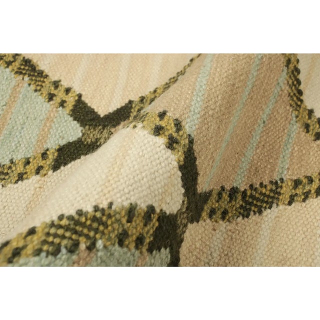 Rug & Kilim Rug & Kilim’s Scandinavian Style Square Rug in Blue and Beige, With Patterns For Sale - Image 4 of 5
