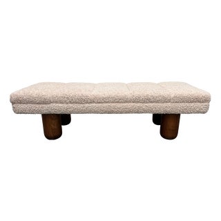 Large Bouclé Bench with Oak Legs, 1970s For Sale