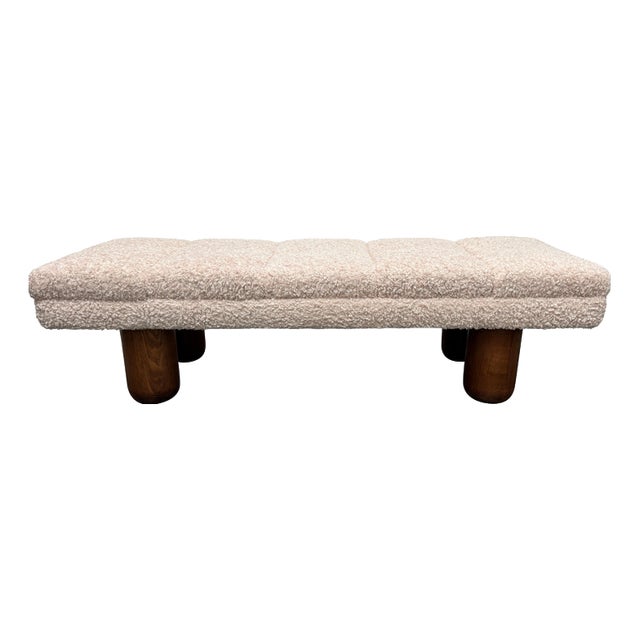 Large Bouclé Bench with Oak Legs, 1970s For Sale