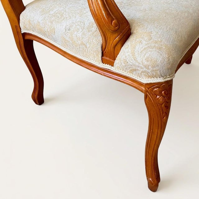 Beige Louis XV Revival Rococo Style Beech Armchairs, England, 1950s, Set of 2 For Sale - Image 8 of 17