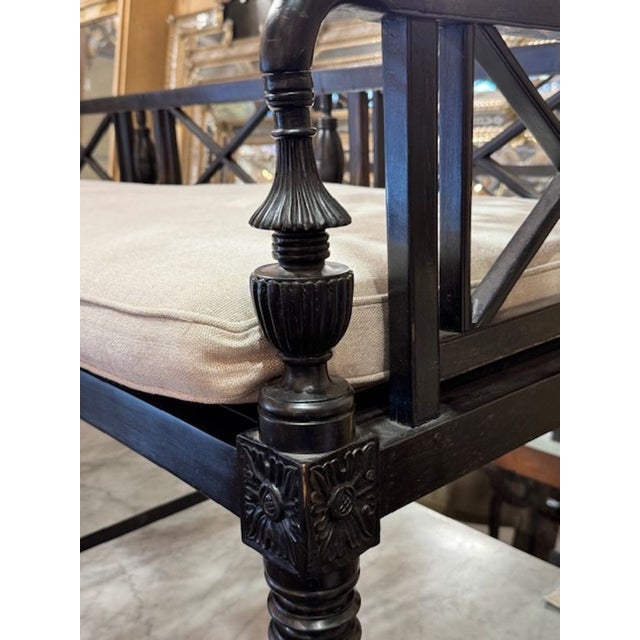 Black Early 20th Century Continental Style Carved and Ebonized Settee For Sale - Image 8 of 11