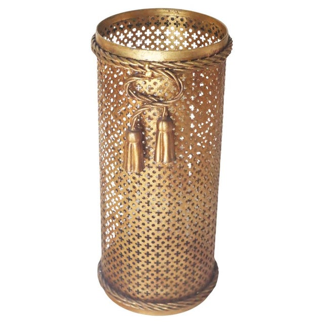 Hollywood Regency Golden Umbrella Stand by Li Puma Firenze, Italy, 1950s For Sale - Image 9 of 9