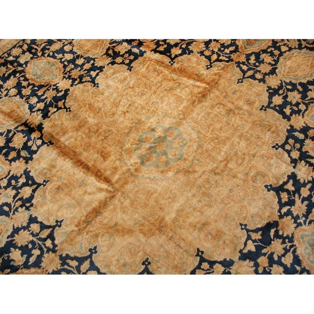 1930s 1930s Navy Blue Background Antique Oversized Ardabil Design Kerman Rug For Sale - Image 5 of 8