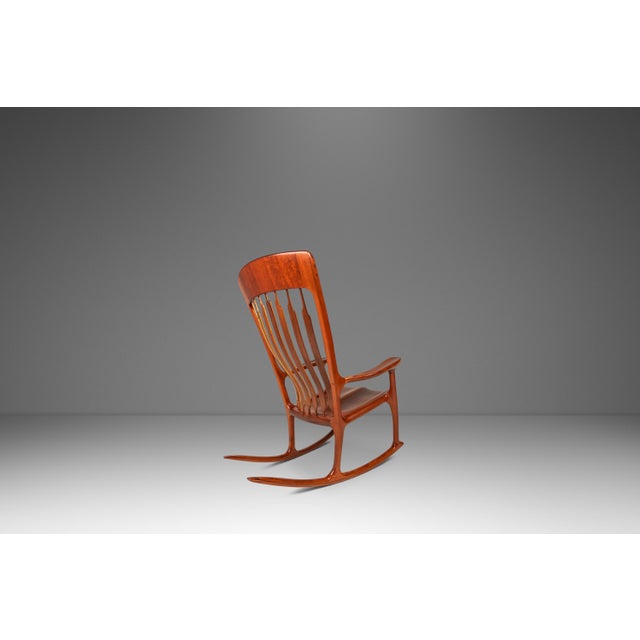 Brown Studio Craft Sculptural Rocking Chair in Solid Cherry Wood Attributed to Hal Taylor After Sam Maloof and James Krenov, Usa, C. 1980's For Sale - Image 8 of 18