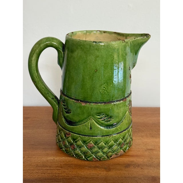 Early 20th Century Rustic Green European Pitcher For Sale - Image 4 of 12