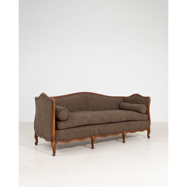 Early 20th Century Early 20th Century France Louis XV Brown Wood Sofa For Sale - Image 5 of 10