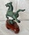 Green Mid-Century Bronze Asian Han Dynasty "Flying Horse of Gansu" on Carved Wooden Base Excellent Condition For Sale - Image 8 of 11