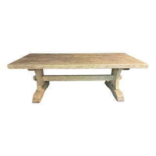 French Bleaching Oak Farmhouse Dining Table, 1925 For Sale
