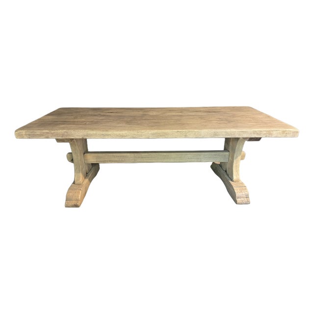 French Bleaching Oak Farmhouse Dining Table, 1925 For Sale