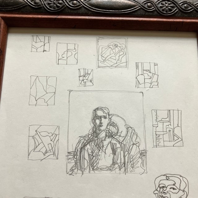 1970’s vintage abstract pencil drawing in tabletop frame. Measures 8x10 or approx 10.5x13 framed. Check out my shop,...