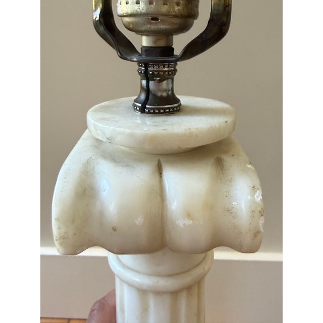 Vintage Alabaster Column Lamp Pair For Sale - Image 13 of 18