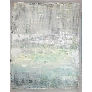 Drift 25.5*19.75 Acrylic Gouache on Paper Original Art by Carrie Bergey - Minimalist, Abstract Expressionist, Gray White Celadon Sage Aqua For Sale