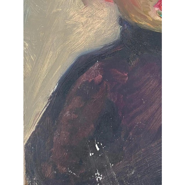 1960s 1960s Original Oil Portrait Painting, Young Girl, Ukrainian Art For Sale - Image 5 of 6