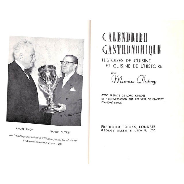 DUTREY, Marius Inscribed on FFEP Frederick Books/ George Allen & Unwin Ltd 1960 8 3/4" x 5 7/8" Inscribed to Chef Roger...