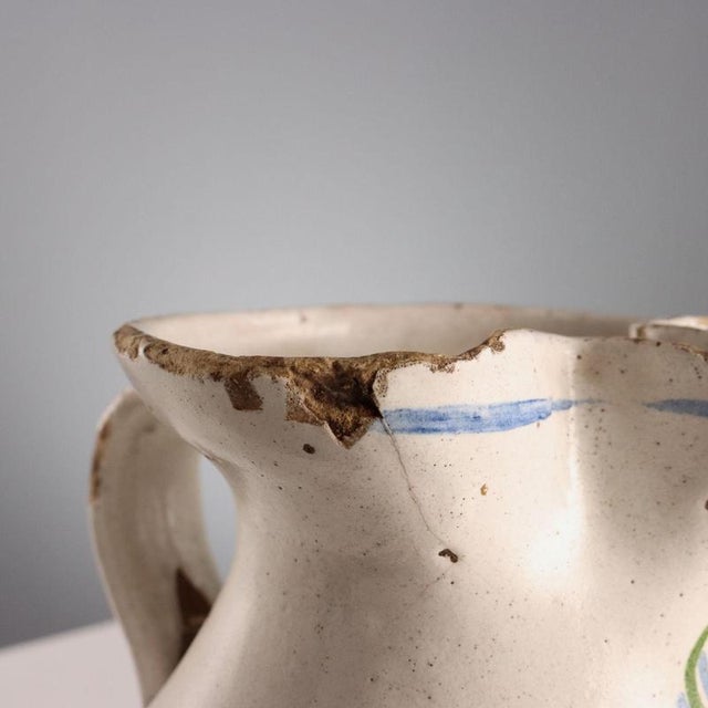 Majolica Jug with Ribbon Handle For Sale - Image 5 of 10