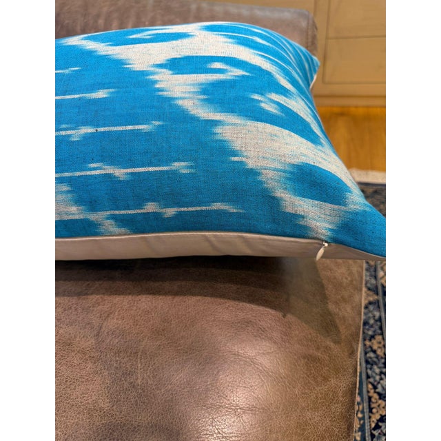 1990s 1990s Wave Pattern Ikat Lumbar Pillow Cover For Sale - Image 5 of 13