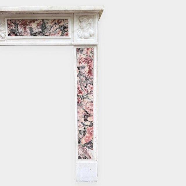 Late 18th Century Antique Louis XVI White and Breccia Marble Fireplace Mantel, 1790 For Sale - Image 5 of 12