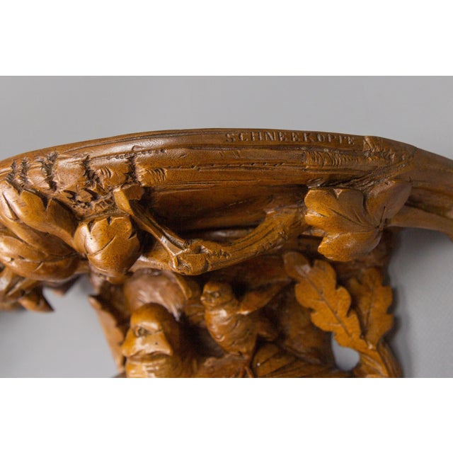 Black Forest Carved Walnut Bird Nest Wall-Mounted Shelves, 1920s, Set of 2 For Sale - Image 12 of 18