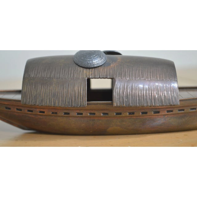 Taisho Democracy Commemorative Miniature Mixed Metal Sampan Censor For Sale - Image 10 of 12