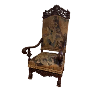 Late 19th Century Fine Baroque Armchair With Tapestry Fabric