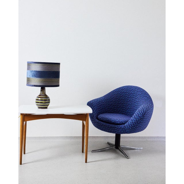 Metal Blue Swivel Chair on Chrome Legs, 1970s For Sale - Image 7 of 7