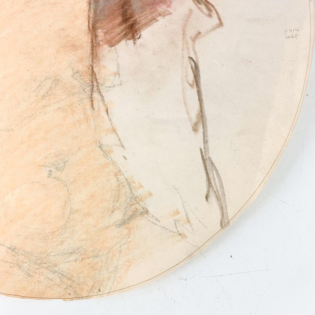 Vintage Portrait in Pastel Woman in Headdress Painting French Look Judy Horowitz For Sale - Image 4 of 10