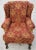 Chippendale Vintage Chippendale Wingback Damask Armchair For Sale - Image 3 of 8