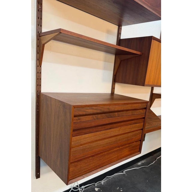 Wood Refinished Danish Modern Poul Cadovius Cado Wall Unit W Dropleaf Desk For Sale - Image 7 of 14