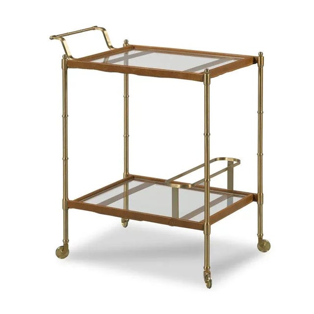 Celerie Kemble for Woodbridge Tipple Table Bar Cart in Satin Brass For Sale In Greensboro - Image 6 of 6