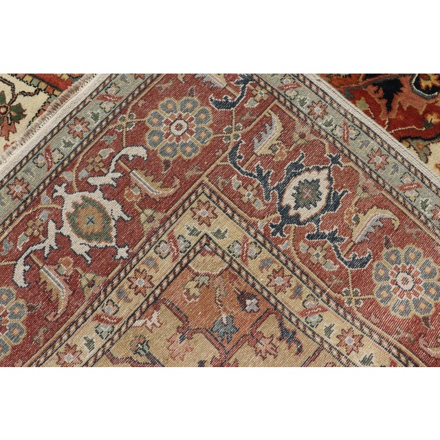 Large Heriz-Serapi Design by Keivan Woven Arts 10' X 14' For Sale - Image 12 of 13